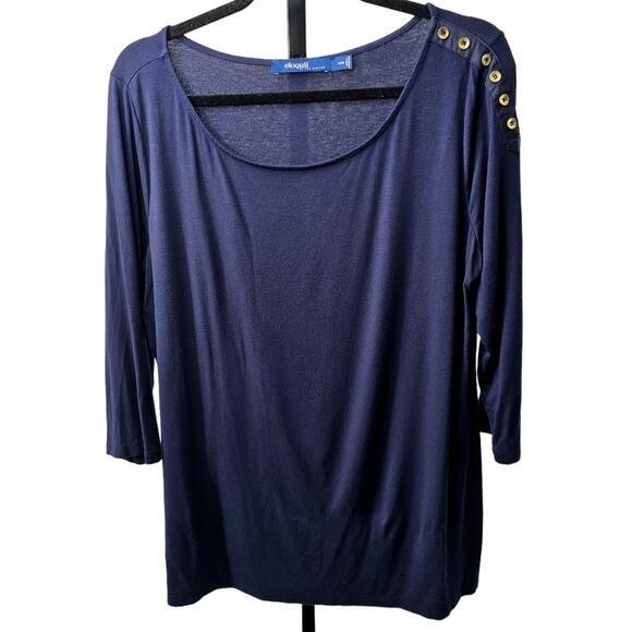 Eloquii Shirt 14w 16w Navy Blue Plus Size Top Work Blouse Office Chic Power - Picture 4 of 8